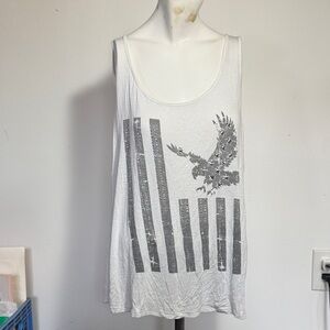 Deb White and Gray Graphic Tank Top